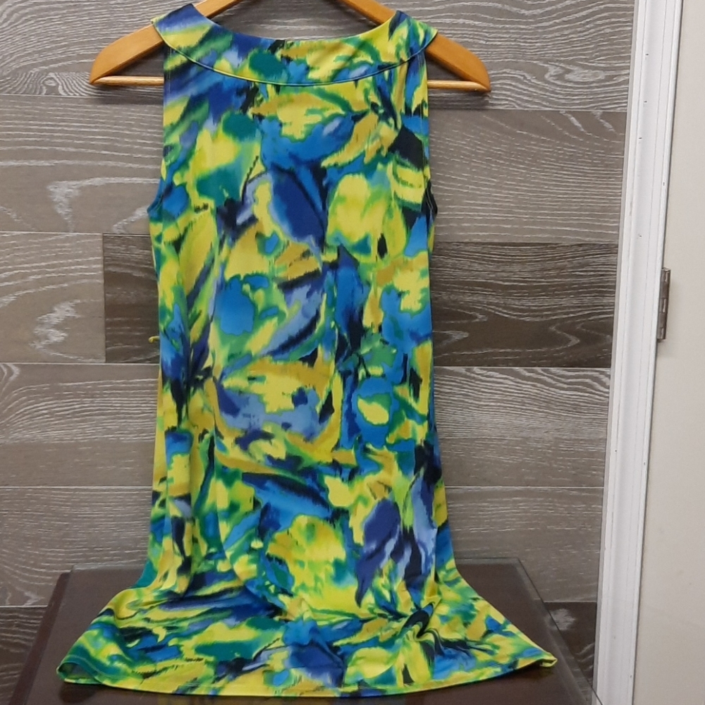 Nina Leonard blue yellow green summer dress - Picture 6 of 6